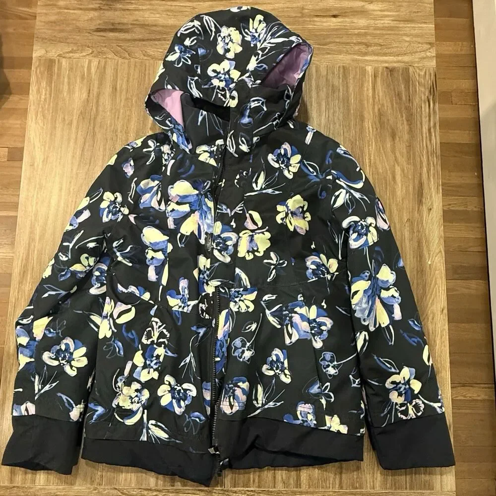 Obermeyer Taja Print Ski Jacket Youth Girls Size L Night Life Insulated Floral